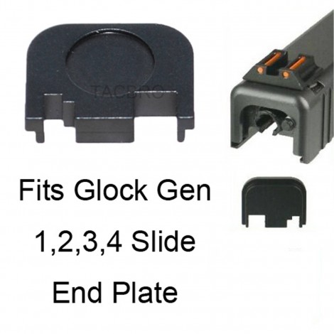 Gen 1-4 Glock Slide Rear Cover Plate, Slide End Plate, Black Anodized Aluminum