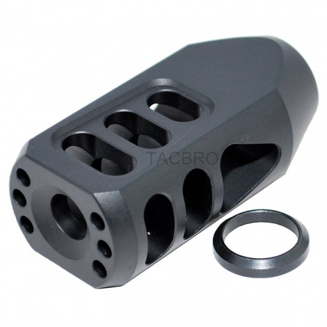 Black Anodized Aluminum Tanker Style Muzzle Brake 5/8x24 Thread Pitch for 308