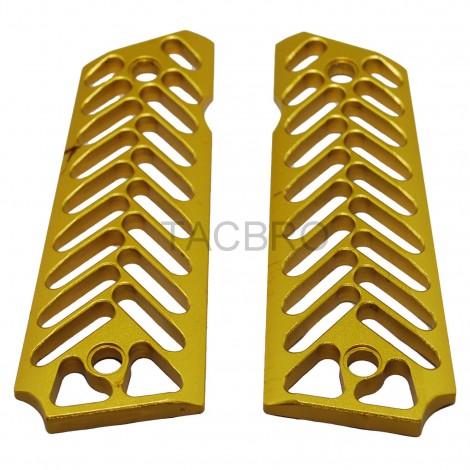 Skeleton Gold Anodized Aluminum 1911 Grips Fit Gov. and Clones