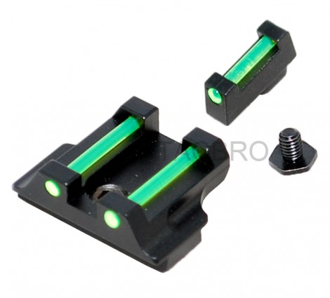 Glock Green Fiber Optic Front & Rear Sight For G17 G19 G22 G23 G24 G26 G27 G31 G34 G35 Black