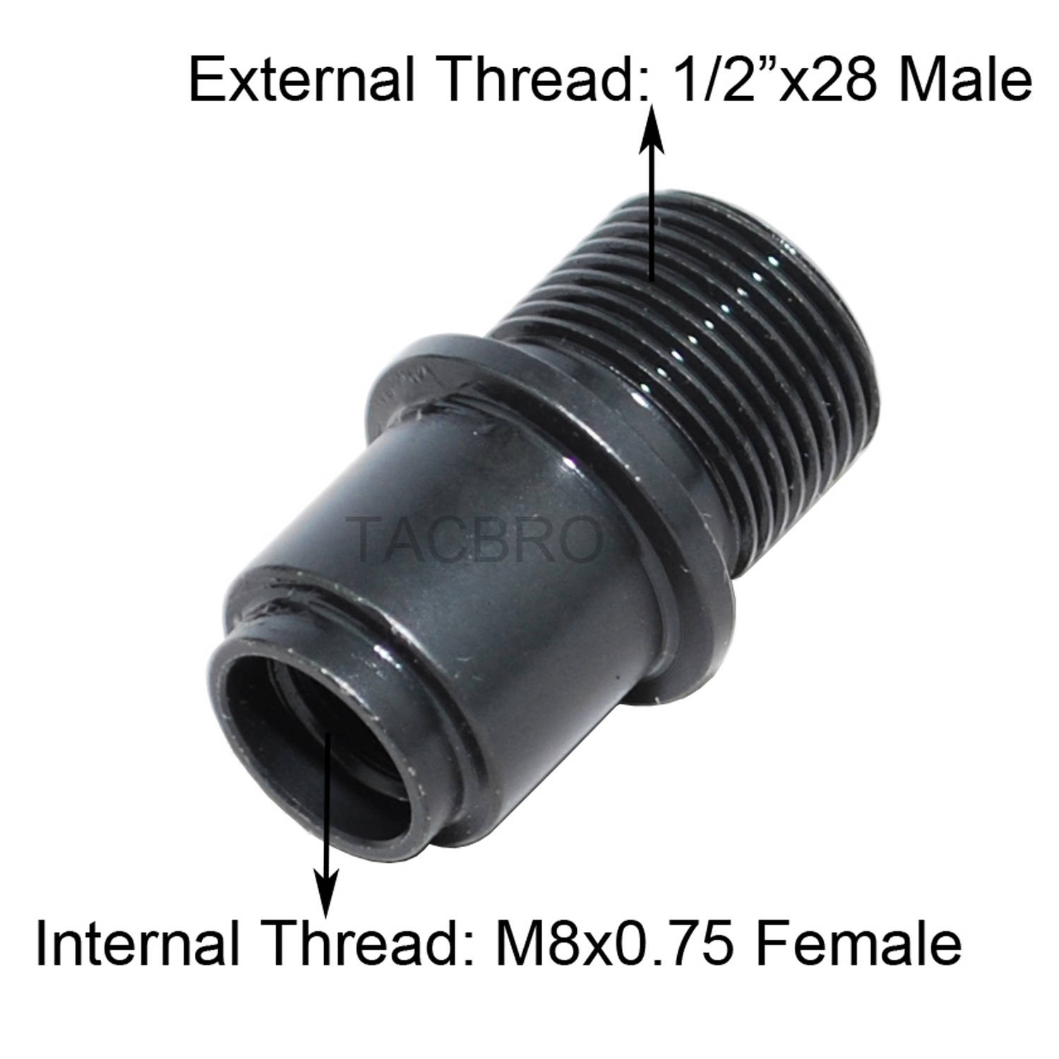 M8x.75 to 1/2x28 Muzzle Thread Adapter, Covert M8x0.75 to 1/2x28