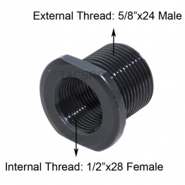 Black Oxide Steel Muzzle Adapter Convert 1/2x28 TPI to 5/8x24 TPI