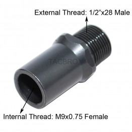 M9x.75 to 1/2x28 Muzzle Thread Adapter, Covert M9x0.75 to 1/2x28 TPI w/Protector