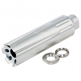 Silver Anodized Aluminum Linear Comp Muzzle Brake 1/2"x28 TPI for 9MM