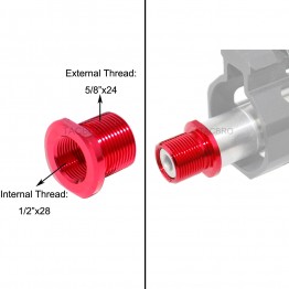 Red Anodized Aluminum Muzzle Adapter Convert 1/2x28 TPI to 5/8x24 TPI
