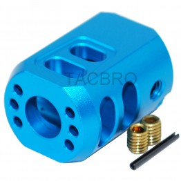 Bright Blue Anodized 1/2x28 TPI Muzzle Brake Compensator For 9mm Glock
