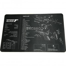 Glock Pistol - non-slip Workbench Cleaning Mat with Parts List - 11" x 17"