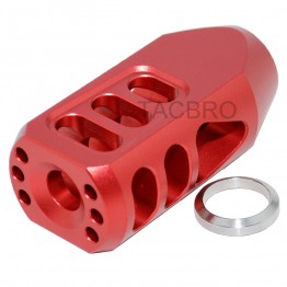 Red Anodized Aluminum Tanker Style Muzzle Brake 5/8x24 Thread Pitch for 308