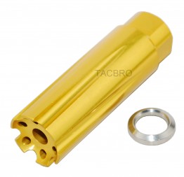 Gold Aluminum 223 Muzzle Brake 1/2x28 Thread Pitch with Crush Washer .223