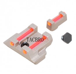 Glock Red Fiber Optic Front and Rear Sight For G17 G19 G22 G23 G24 G26 G27 G31 G34 G35 Tan