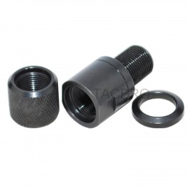 1/2x36 Female to 1/2x28 Male Steel Muzzle Thread Adapter w/ Protector & Washer