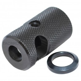 All Steel Short Compact Competition Muzzle Brake Knurled Finish 1/2x36 for 9MM