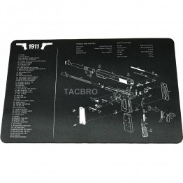1911 Pistol - non-slip Workbench Cleaning Mat with Parts List - 11" x 17"