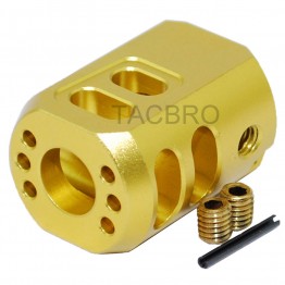 Gold Anodized 1/2x28 TPI Muzzle Brake Compensator For 9mm Glock