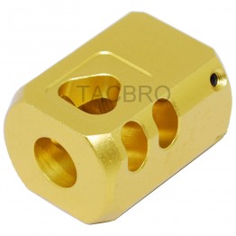 Gold Anodized Aluminum 1/2x28 Thread Pitch Muzzle Brake for Gl0ck 9MM 