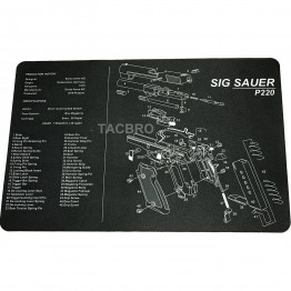 Sig Sauer P220 - non-slip Workbench Cleaning Mat with Parts List - 11" x 17"