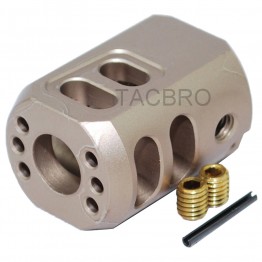 Tan Anodized 1/2x28 TPI Muzzle Brake Compensator For 9mm Glock
