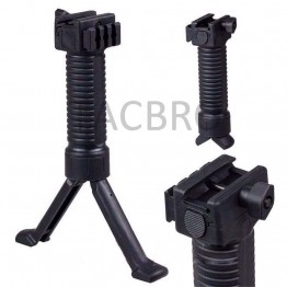 Vertical Hand Foregrip Polmer Push Button Bipod Grip W/ Side Rail Weaver