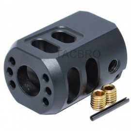 Black Anodized 1/2x28 TPI Muzzle Brake Compensator For 9mm Glock