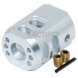 Silver Anodized 1/2x28 TPI Muzzle Brake Compensator For 9mm Glock